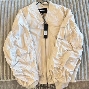 Fashion Nova Cream Bomber Jacket